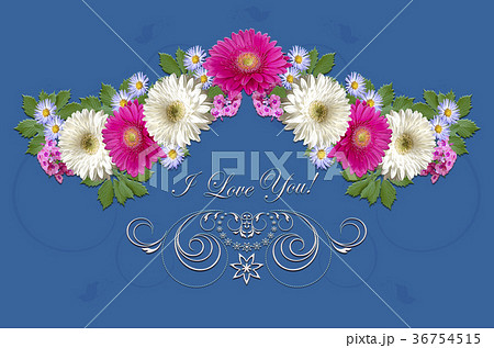 Crimson and white gerberasI Love you on bluish fon Crimson and white gerberasI Love you on bluish fon 36754515