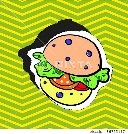 Fashion Patch Badge Pin Stocker With Burger Popのイラスト素材