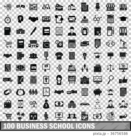 100 business school icons set, simple style 100 business school icons set, simple style 36756586