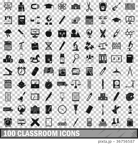 100 classroom icons set, simple style 100 classroom icons set, simple style 36756587