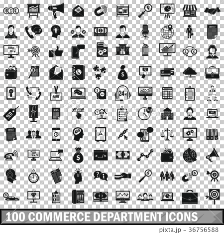 100 commerce department icons set, simple style 100 commerce department icons set, simple style 36756588