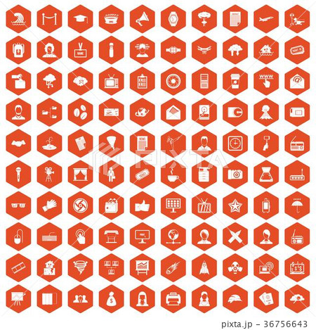 100 journalist icons hexagon orange 36756643