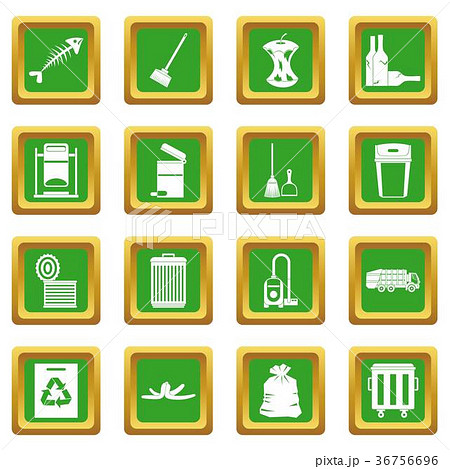 Garbage thing icons set green 36756696