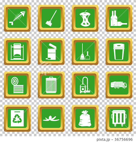 Garbage thing icons set green 36756696