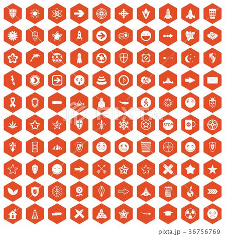 100 logotype icons hexagon orange 36756769