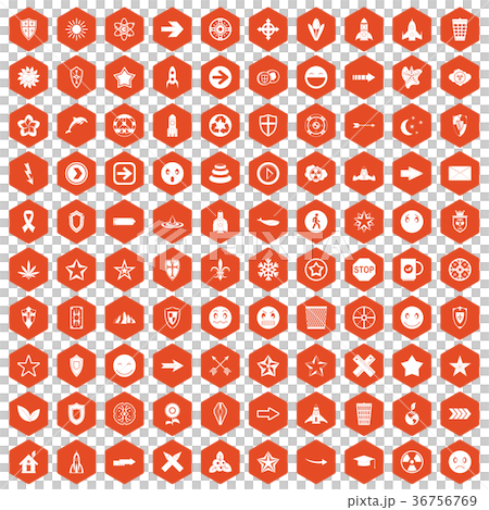 100 logotype icons hexagon orange 36756769