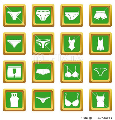 Underwear items icons set green Underwear items icons set green 36756843