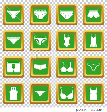 Underwear items icons set green Underwear items icons set green 36756843