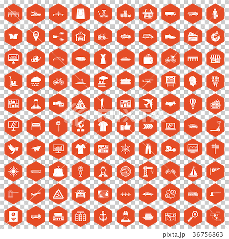 100 logistic and delivery icons hexagon orange 36756863