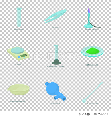 Chemistry icons set, cartoon style 36756864