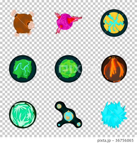 Galaxy planet icons set, cartoon style Galaxy planet icons set, cartoon style 36756865
