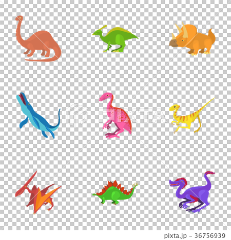Different dinosaur icons set, cartoon style Different dinosaur icons set, cartoon style 36756939