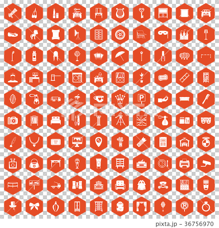 100 mirror icons hexagon orange 36756970