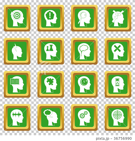 Head logos icons set green Head logos icons set green 36756990