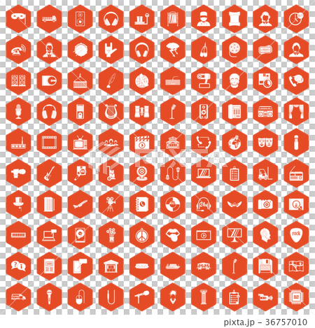 100 microphone icons hexagon orange 36757010