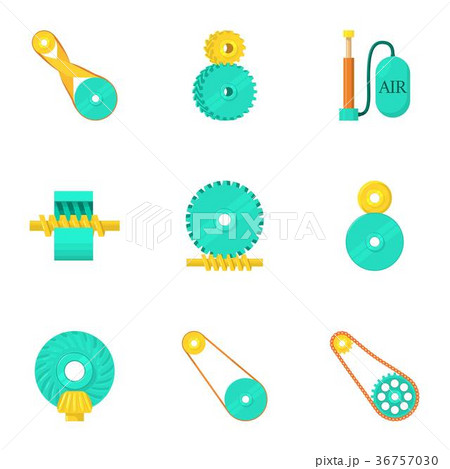 Engine parts icons set, cartoon style 36757030