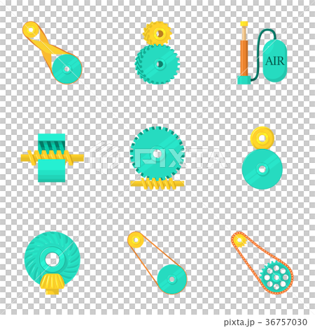 Engine parts icons set, cartoon style 36757030