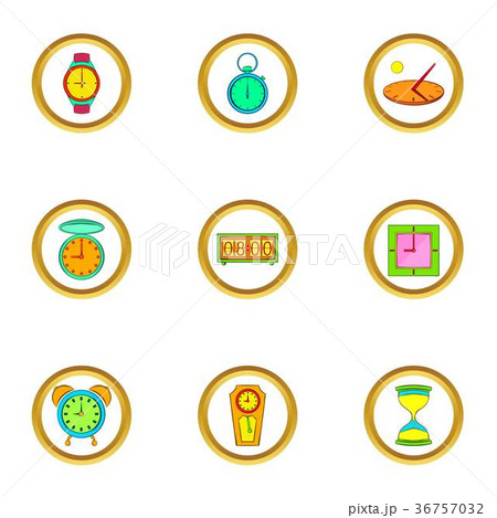 Different clock icons set, cartoon style 36757032