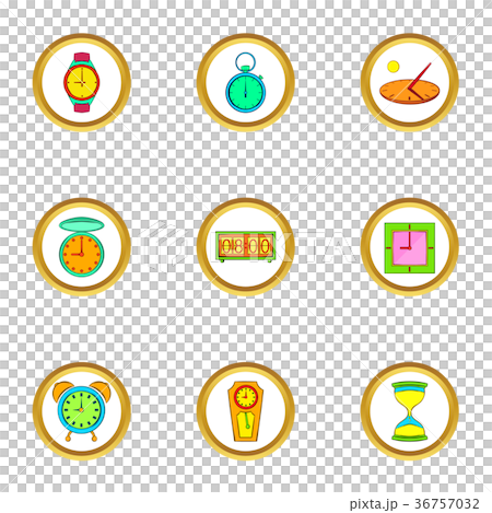 Different clock icons set, cartoon style 36757032