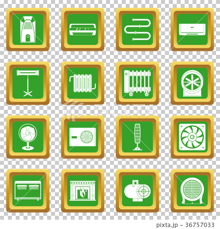 Heating cooling air icons set green 36757033
