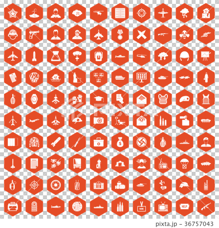 100 military journalist icons hexagon orange 36757043