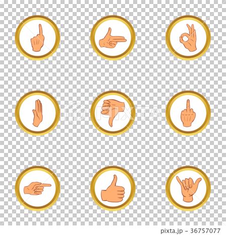 Hand gesture icons set, cartoon style - Stock Illustration [36757077 ...