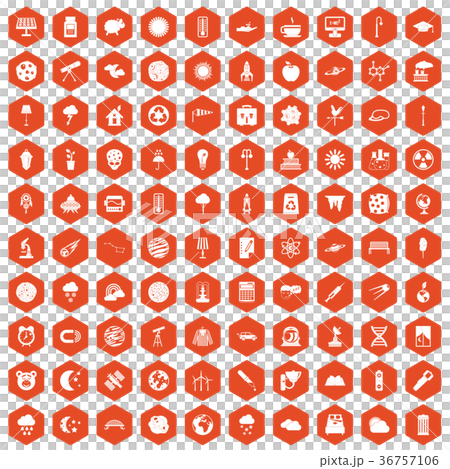 100 moon icons hexagon orange 36757106