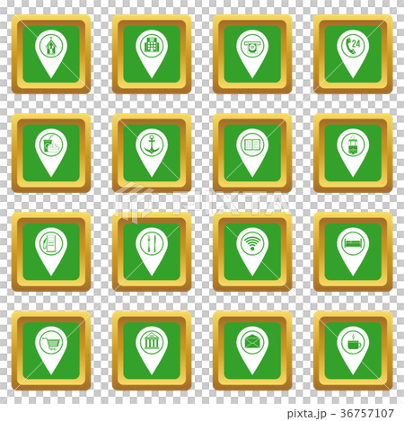 Points of interest icons set green 36757107