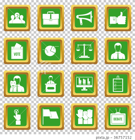 Election voting icons set green Election voting icons set green 36757152