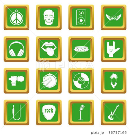 Rock music icons set green 36757166