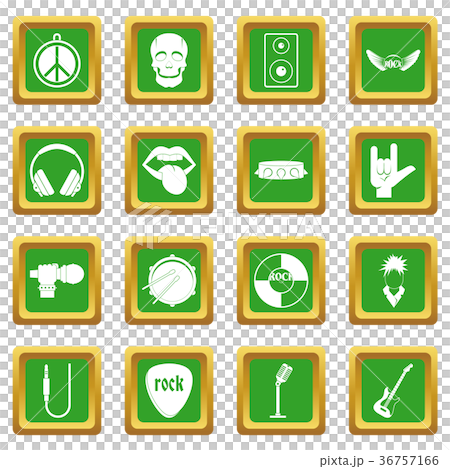 Rock music icons set green 36757166