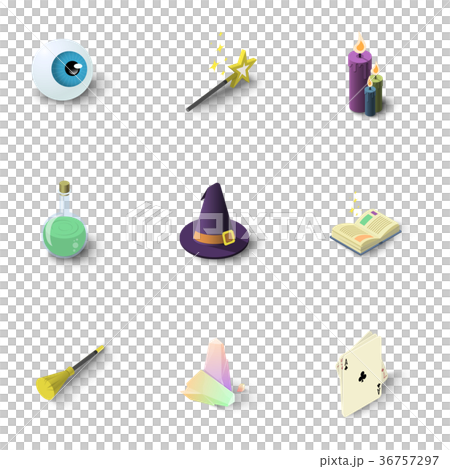 Wizard things icons set, isometric style 36757297