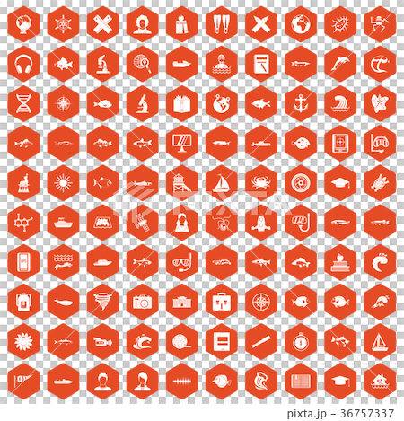 100 oceanologist icons hexagon orange 36757337