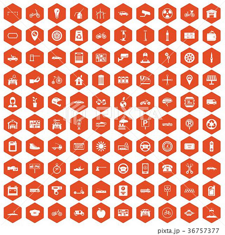 100 parking icons hexagon orange 36757377