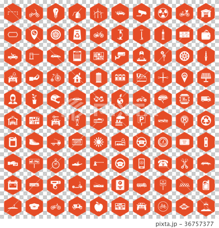 100 parking icons hexagon orange 36757377