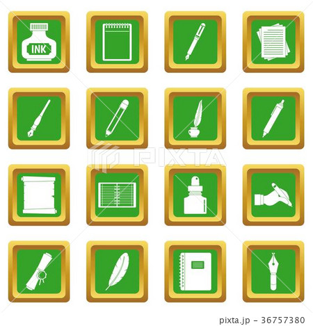 Writing icons set green 36757380