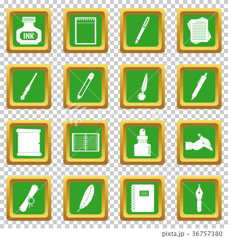 Writing icons set green 36757380