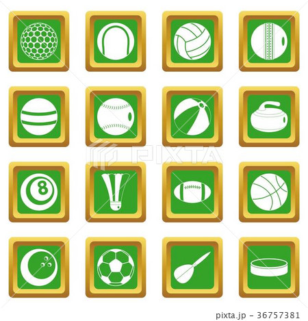 Sport balls icons set green 36757381
