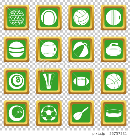 Sport balls icons set green 36757381