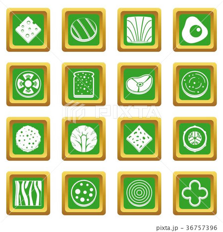 Slice food ingredient icons set green Slice food ingredient icons set green 36757396