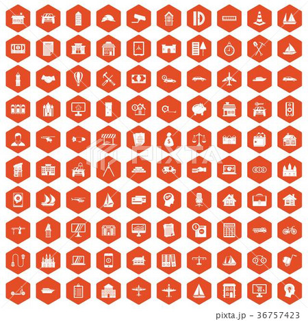100 private property icons hexagon orange 36757423