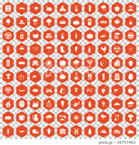 100 pumpkin icons hexagon orange 36757463