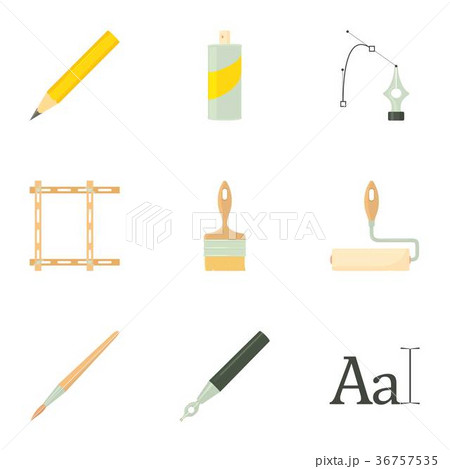 Drawing tools icons set, cartoon style Drawing tools icons set, cartoon style 36757535