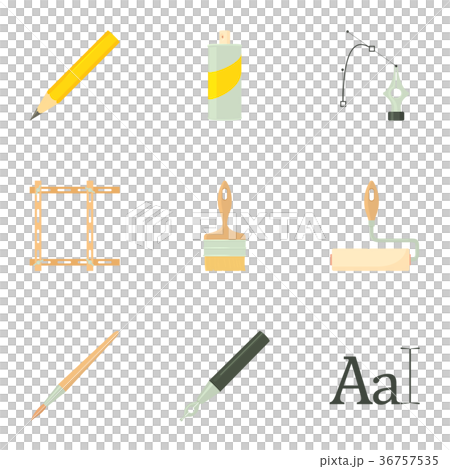 Drawing tools icons set, cartoon style Drawing tools icons set, cartoon style 36757535
