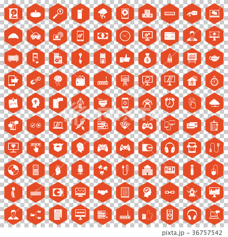 100 programmer icons hexagon orange 36757542