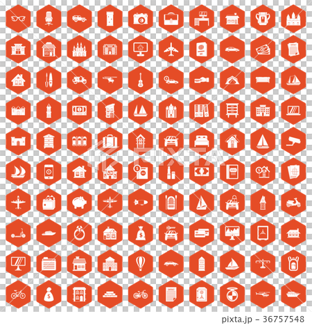 100 property icons hexagon orange 100 property icons hexagon orange 36757548
