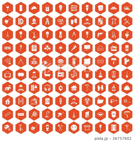100 renovation icons hexagon orange 36757602