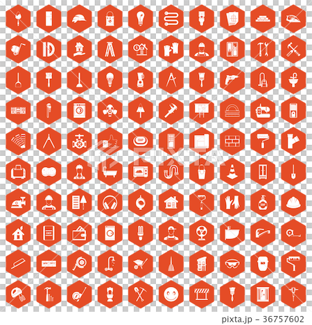 100 renovation icons hexagon orange 36757602