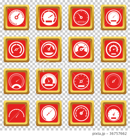 Speedometer icons set red Speedometer icons set red 36757662