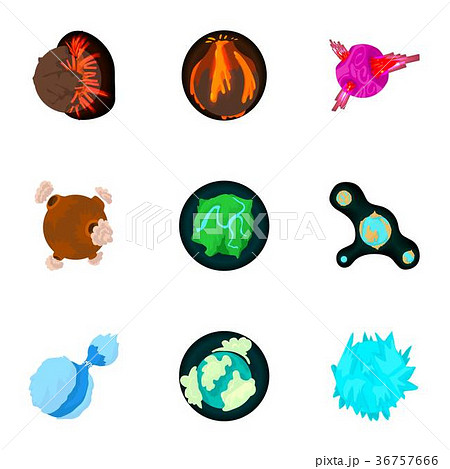 Fantastic planet icons set, cartoon style 36757666